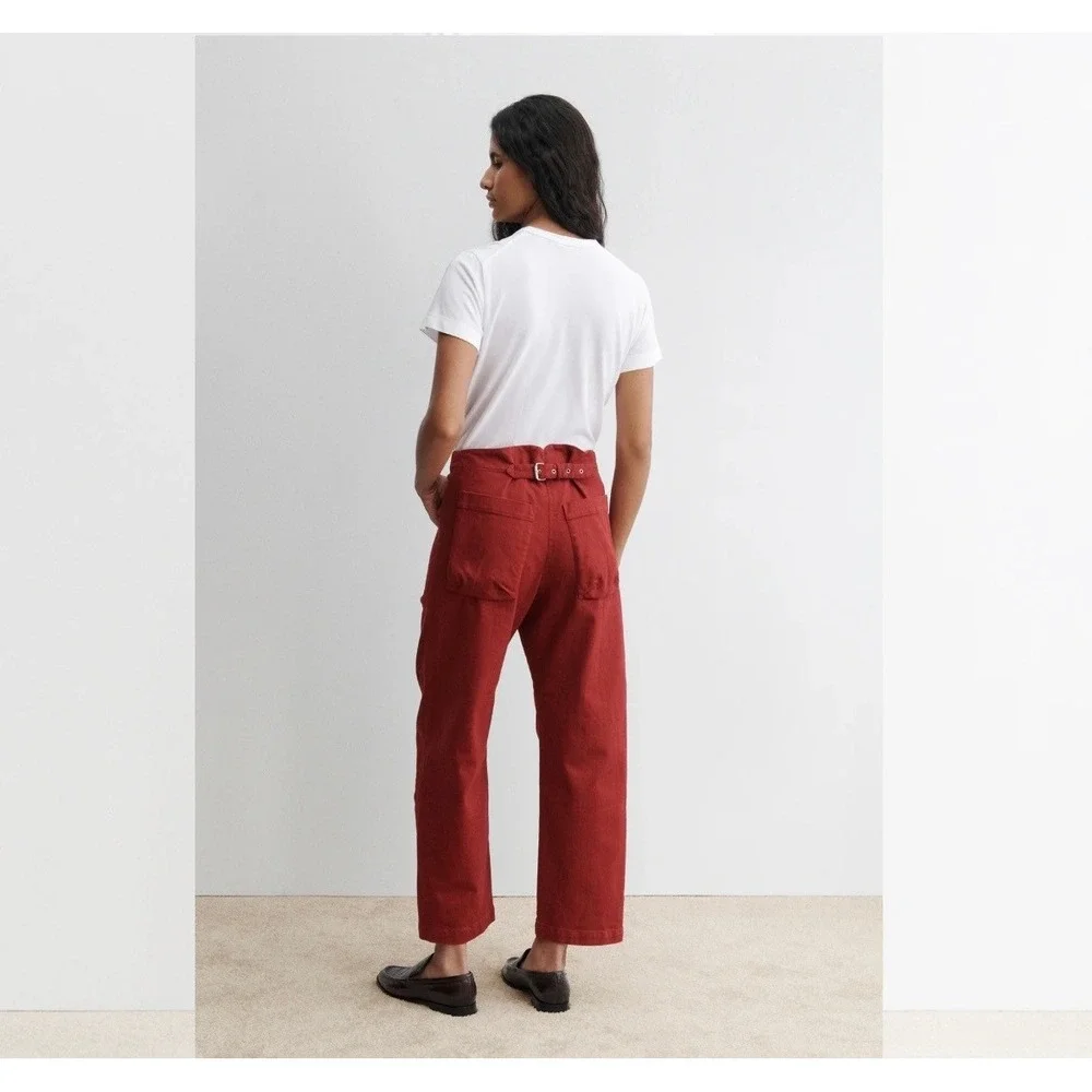 Rachel Comey Elkin Pants High Rise Wide Leg Cinch Back Pomona Overdye Paprika‎ 2